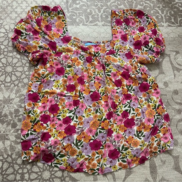 Draper James RSVP Pink Floral Square Neck Blouse - Picture 2 of 5